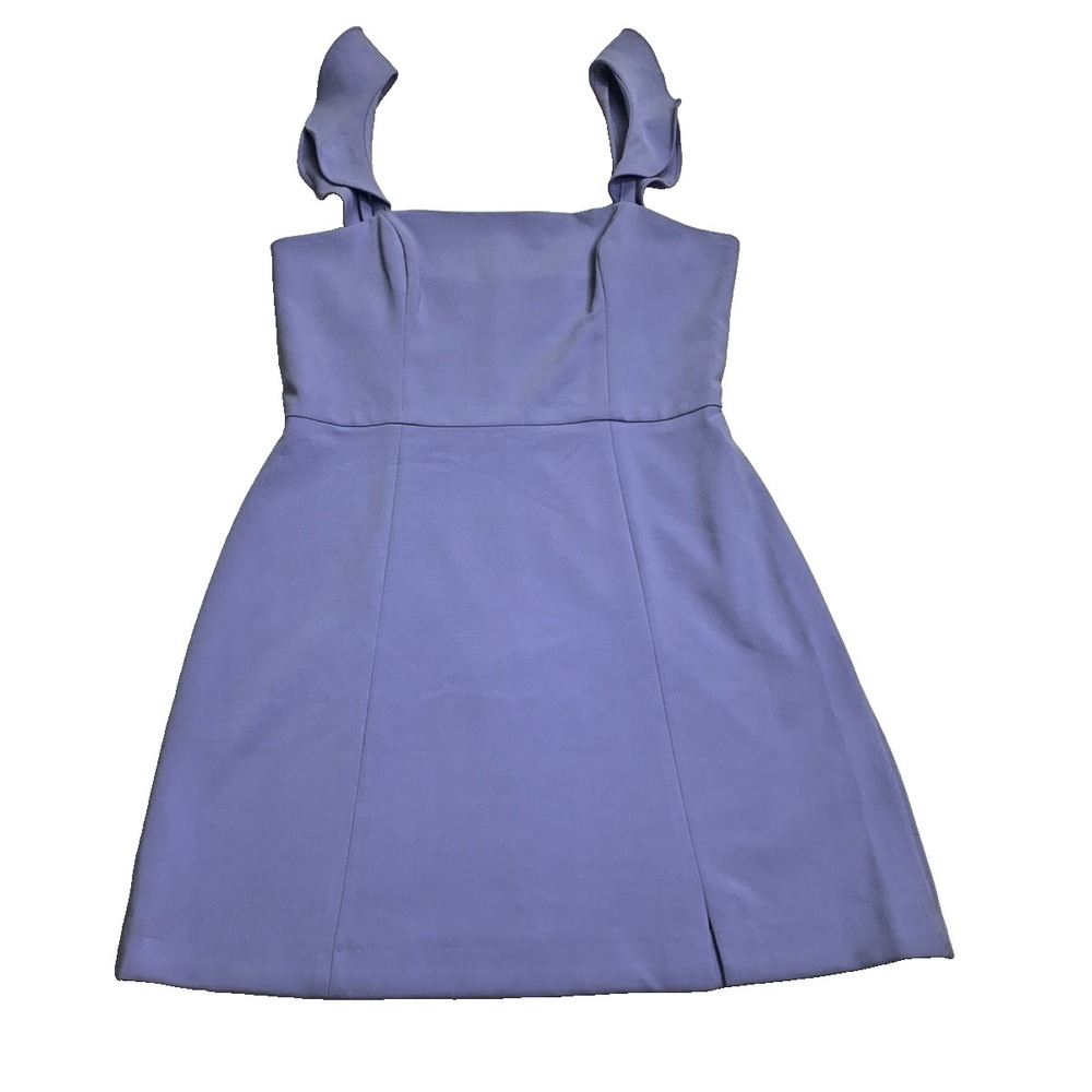 French Connection Whisper Ruffle Dress Paradiso Blue Square Neck Mini Slit Sz8